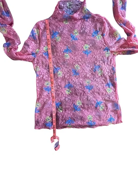 Umgee Coral Floral Lace Mock Neck Long Sleeve Top-Medium-NWOT - Picture 10 of 10